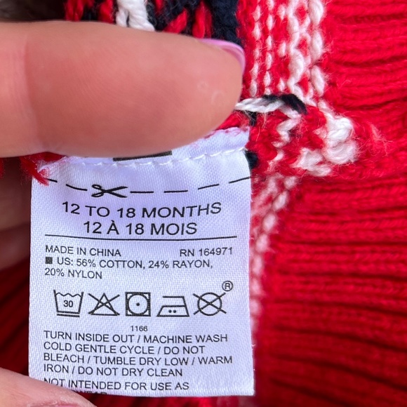 Janie and Jack Size 12-18 Months Fair Isle Reindeer Cardigan Bradbury Red - Picture 7 of 11